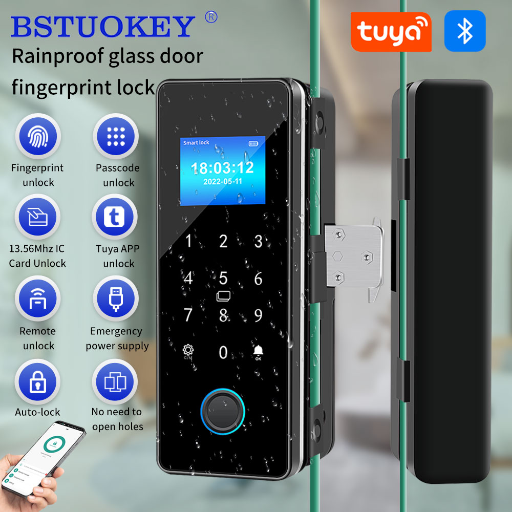 Glass Door Hinge - Водонепроницаемый Tuya APP Control, замок для